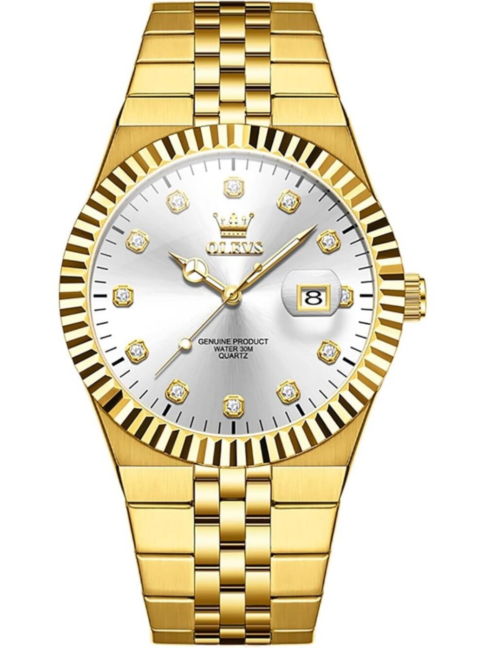 Luxury Men's Stainless Steel Diamond Watch | Elegant Analog Dress Timepiece